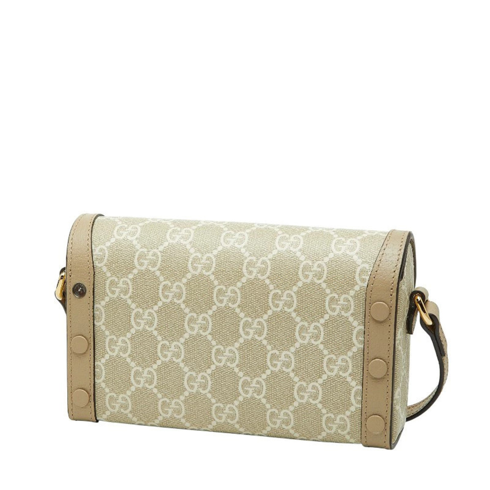 Gucci Bag Shoulder White GG Leather Beige Supreme Horsebit White Tan